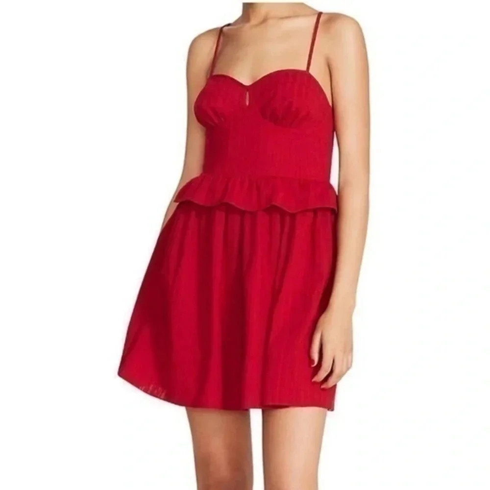 Betsey Johnson | Red Ruffle Fit & Flare Pinup Rockabilly Dress Size L Large
